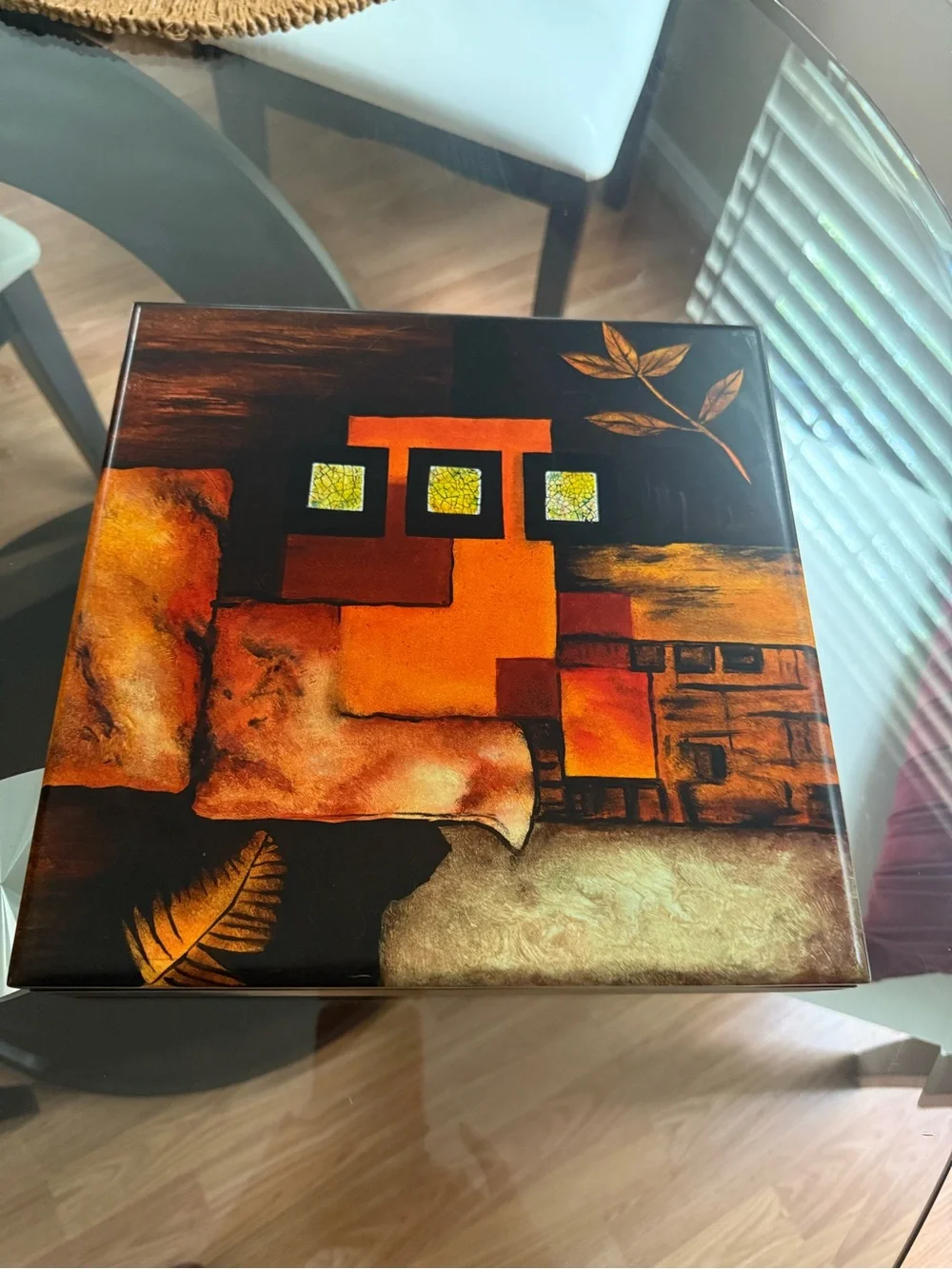 Abstract Geometric Wall Art in Burnt Orange and Brown